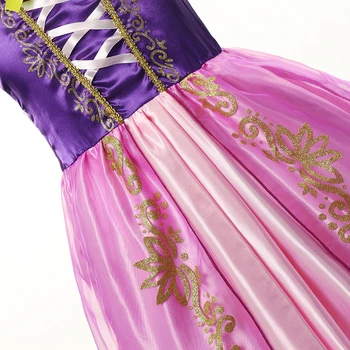 Merginos Princesė Rapunzel Dress Up Suknelės Kūdikių Vasaros Cosplay Šalies Kostiumai Mažas Vaikas Susivėlęs Vaidmenų Frocks Girl