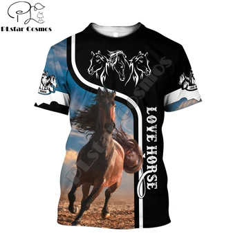 Vasarą Vyrai t-shirt Gražus Meilės Arklių 3D Atspausdintas T-Shirt Harajuku Atsitiktinis trumpas Rankovėmis Tee marškinėliai, Unisex viršūnes QDL013