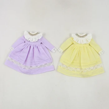 LEDINIS DBS Blyth lėlės 1/6 geltona violetinė suknelė drabužius nėrinių žaislą dovanų