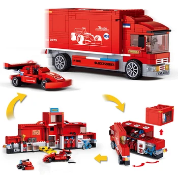Miesto Transporto priemonės Suderinamos Automobilio dovanos Konteinerių Sunkvežimių Priekabos Krovininis Mikroautobusas savivartis Sunkvežimis Policijos Modelio Blokai vaikams, Žaislai