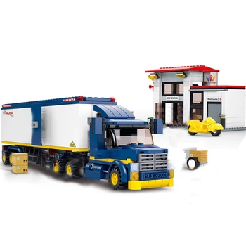 Miesto Transporto priemonės Suderinamos Automobilio dovanos Konteinerių Sunkvežimių Priekabos Krovininis Mikroautobusas savivartis Sunkvežimis Policijos Modelio Blokai vaikams, Žaislai