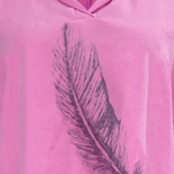 NEMOKAMAI STRUČIŲ Moterys T Marškinėliai Kieto Spalvų Plunksnų Spausdinti Gobtuvu Trumpas Rankovės Tendencija Elegantiškas Noble 