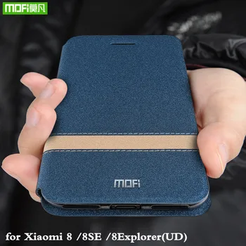 MOFi Flip Dangtelis Xiaomi Mi 8 Atveju Xiomi 8SE TPU UD PU Odos Coque už Mi8 Explorer Silikono Knygos Būsto Originalas