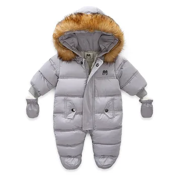 Naujas žiemos vaikai Naujagimiui medvilnės drabužius ilgomis rankovėmis, šiltas sniegas Tirštėti kombinezonus baby girl berniukas Romper Ir pirštinės, striukės