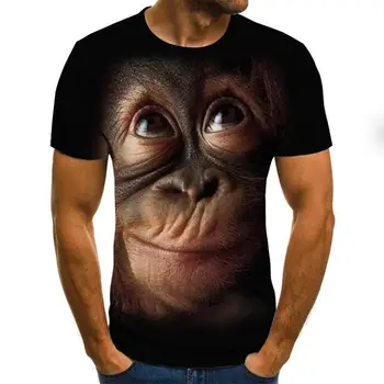 Orangutan modelio 3D marškinėliai trumpomis rankovėmis vyrų vasaros mados viršų gyvūnų spausdinti 3DT marškinėliai, vyriški drabužiai