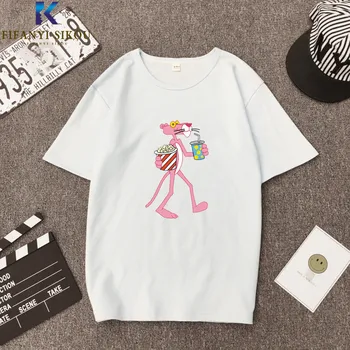 Animacinių filmų T-shirt Moterims, O Vasarą-Kaklo trumpomis rankovėmis Spausdinti marškinėliai Mados Prarasti Plius dydžio Marškinėlius Moterų Atsitiktinis Viršūnes Harajuku Tees