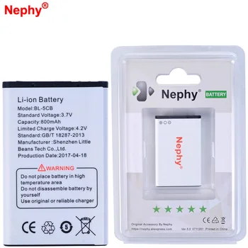 2019 Nephy Originalios Baterijos BL-5CB Nokia 1101 1110 1110i 1112 1208 1209 1280 1600 2626 2710C 2730 3109 3110 6085 6086 800mAh