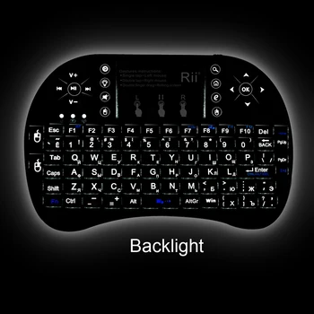 Rii mini i8+ rusų, anglų, ispanų, hebrajų Versija Belaidžio Backlit Keyboard su Touchpad PC 