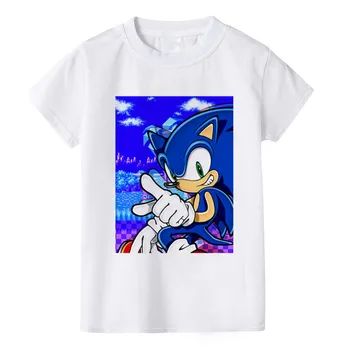 Sonic The Hedgehog Juokingas Animacinių filmų Marškinėliai Vaikų Berniukų, Mergaičių Kawaii Sonic T-shirt Mielas Anime Marškinėlius Grafinis Mados Viršų Tee Vaikams
