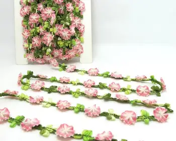 2 Metrų Austi Rokoko Juostelės Apdaila su Rožinės spalvos Rožių Žiedų Pumpurai|Dekoratyvinių Gėlių Juostelės|Iškarpos Medžiagos|Drabužių|Dekoras|