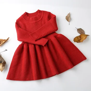 Baby girl apranga, Nauja Rudens Žiemos suknelė Mergaitėms Vilnos Megzti Megztinis kūdikiams, Kūdikių dress Mergaičių Suknelės Vaikams Drabužių Vestidos