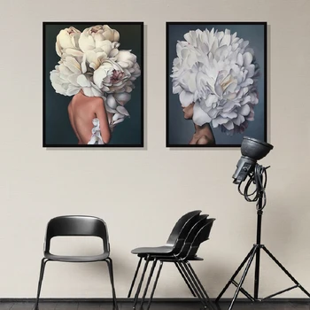 Mados Modernus Gėlių, Plunksnų Moteris Abstrakčiai Neįrėminti Paveikslai Tapyba Menas Spausdinti Plakato Nuotrauką Sienos Kambarį Namų Dekoro