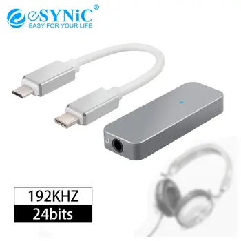 ESYNiC 192kHz, USB, C VPK Ausinių Stiprintuvo C Tipo 3,5 mm 