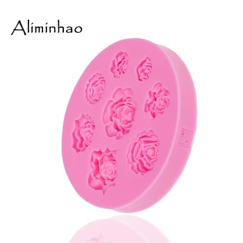 B0049 8 skyles Apvalios formos Rožių gėlių Sugarcraft Silikono formų minkštas pelėsių tortas dekoravimo priemonės, šokolado liejimo formos