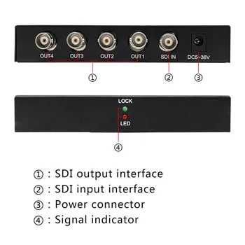 Aukštos Kokybės SDI Splitter 1x4 Multimedijos Splitter SDI Extender Adapteris Remti 1080P TV Vaizdo Projektorius, Monitorius, DVR