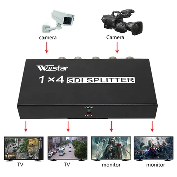 Aukštos Kokybės SDI Splitter 1x4 Multimedijos Splitter SDI Extender Adapteris Remti 1080P TV Vaizdo Projektorius, Monitorius, DVR