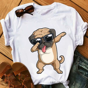 Pug šuo gyvūnų spausdinti marškinėlius moterims Labradoro Širdies Valentino Dienos Dovanas, skirtas Šunų Mėgėjams marškinėliai femme juokinga 