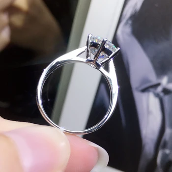 Klasikinio stiliaus, 925 sterlingas sidabro žiedas 1ct karatų IJ spalvos vienoje eilėje gręžimo moissanite žiedas papuošalai Moissanite Jubiliejų Žiedas