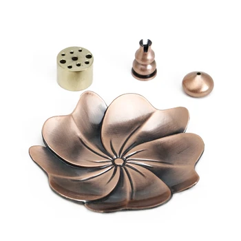 Antikvariniai vario smilkalų degiklis disko stick miegamasis santalas censer patvirtinamuosius linija, lotoso gėlė, stiliaus bokštas smilkalų sėdynės arba bazės