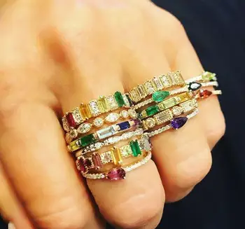 Cz juostos žiedas moterims spalvinga kubinis cirkonis 2019 naujas atvyko madinga šiuolaikinės moterys lady finger papuošalai 6 7 8