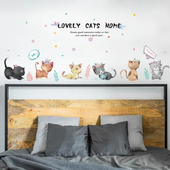 Rankų dažytos spalvinga katė, vaikų kambario, miegamojo kambarį sienų apdailai vandeniui lipdukai vaikams, tapetai, lipdukai
