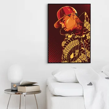 Chris Brown Hip-Hop Repo Muzikos Žvaigždė Plakatas Sienos Meno Tapybos aliejaus tapybos Drobės Plakatas Namų Dekoras Drobė Spausdinti (be rėmelio)