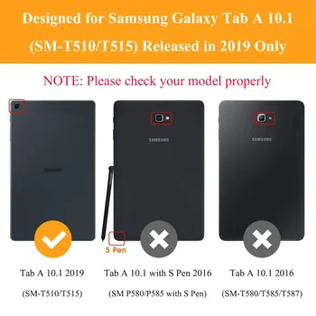 Flip Case For Samsung Galaxy Tab 10.1 2019 Išleisti tik SM-T510 SM-T515 Padengti PU Odos, 