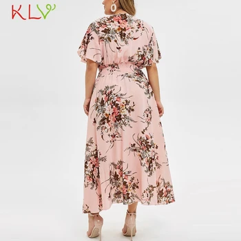 Suknelė Moterims Šifono Vasaros Elegantiškas V-Kaklo Gėlių Spausdinti Ilga Suknelė Boho Šalies PlusSize Atsitiktinis Naktį 2019 Vestidos Skraiste Femme 19Jl