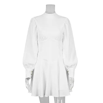 Golfo Ilgomis Rankovėmis Mini Suknelė Moterims, Elegantiška-Line Trumpas Šalis Suknelė Pavasario Vasaros Office Suknelė 2021 Naujas Baltas Juodas