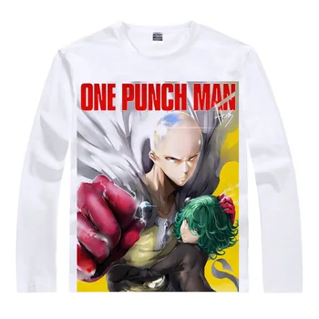Vienas-Punch Žmogus, T-Marškinėliai Vyrams, Hip-Hop Ilgomis Rankovėmis Anime Marškinėliai Wanpanman Saitama Superhero Genos Yusuke Murata Anime Cosplay Marškinėliai