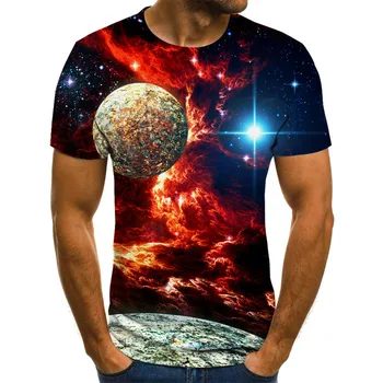 Naujas žvaigždėtas dangus 3d spausdinimo vyriški t-shirt vasaros atsitiktinis vyrų greitai-džiovinimo t-shirt viršuje tee įdomu t-shirt gatvės drabužiai