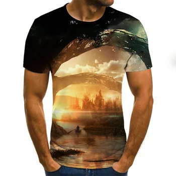 Naujas žvaigždėtas dangus 3d spausdinimo vyriški t-shirt vasaros atsitiktinis vyrų greitai-džiovinimo t-shirt viršuje tee įdomu t-shirt gatvės drabužiai