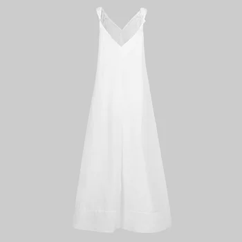 Atsitiktinis Moterų Vasarą Laisvi suknelė 2020 vientisos Spalvos Paprastos konstrukcijos Spageti Dirželis big swing maxi suknelė