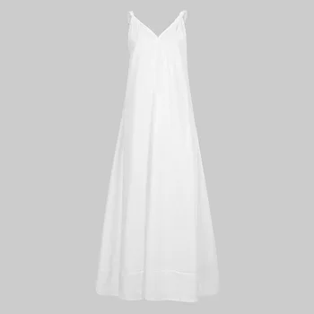 Atsitiktinis Moterų Vasarą Laisvi suknelė 2020 vientisos Spalvos Paprastos konstrukcijos Spageti Dirželis big swing maxi suknelė
