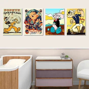 Popeye Tatuiruotės Raumenis Sailor Animacinių Filmų Plakatai Namų Dekoro Sienos Meno Nuotrauką Ant Drobės Tapybos Dėl Kambarys