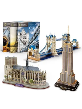 Klasikinis 3D Dėlionės Miestas Ispanijoje, Barselonoje, Romoje Sagrada Familia Katedra Įspūdį Plytų Žaislai masto Stilių, Modelių Rinkinių Pasaulyje Statybos