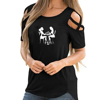 Nauja Vasaros Nagų Grožio Salonas Vinilo Juokinga Geeks Atspausdintas T-Shirt Moterims, Laisvi Medvilnės trumpomis Rankovėmis Moterų Pečių Vintage marškinėliai