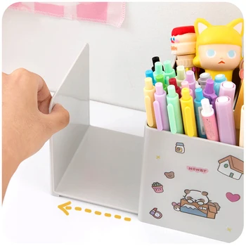 Kawaii daugiafunkcinis rašiklio laikiklis mados kūrybos desktop storage box mergina mielas ins vėjo pen barelį gali būti parengti knygą stendas