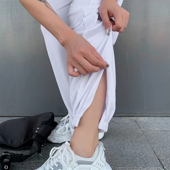 Rockmore Raišteliu Pločio Kojų Kelnės Moterims Laišką Siuvinėjimo Aukšto Juosmens Poilsiu Negabaritinių Balta Harajuku Korėjos Stiliaus Kelnės