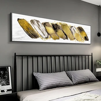 Abstrakčios drobės aukso tapybos reklama naktiniai plakatai ir spausdinimo modernios sienos menas nuotraukas gyvenimo kambario, miegamasis namų dekoro