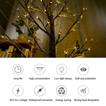 Kalėdų dekoracijas namams LED Beržas Sniego Medis Lempos naktį šviesos Festivalis Modernus Patalpų Atostogų Pasakų ES MUMS Plug