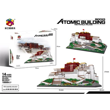10000pcs+ Potala Blokai Kinija, Tibetas Garsaus Architektūros Micro Mini Plytų 9922 Diamond Blokuoti Žaislai Vaikams