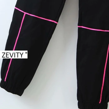 Zevity Naujas Moterų spalvų Atspindys dizaino krovinių kelnės femme safari stiliaus Kelnių kišenėje prašmatnus užtrauktukas skristi ilgas kelnes P897
