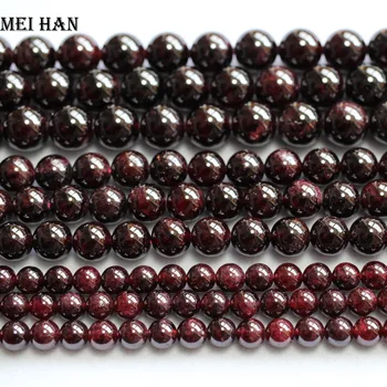 Meihan Nemokamas pristatymas gamtinių 6mm+-0.3 8mm 9.5-10.5 mm raudonas Granatas sklandžiai apvalūs akmeniniai karoliukai papuošalai priėmimo dizaino dovana
