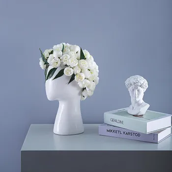 Šiaurės Stiliaus Kūrybos Žmogaus Galvos Modelį, Keramikos Vaza Apvalia Skyle Gėlių Kompozicijų Namų Kambarį Dekoruoti Gėlių Vaza A440