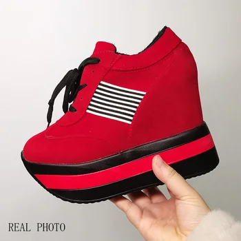 Platforma sportbačiai Moterims, batai 2020 Kvėpuojantis Komfortą Ponios Vaikščiojimo Batai rudenį platforminiai Batai moterims Gilaus batai raudona