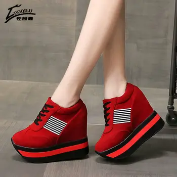 Platforma sportbačiai Moterims, batai 2020 Kvėpuojantis Komfortą Ponios Vaikščiojimo Batai rudenį platforminiai Batai moterims Gilaus batai raudona