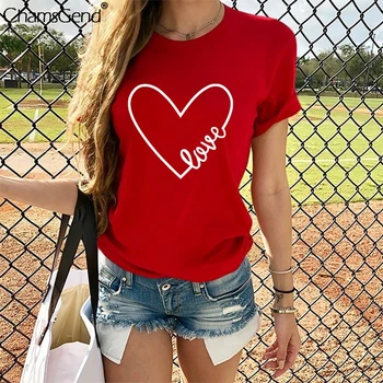 Meilė Širdies Spausdinti Valentino T-shirt Moterims, Atsitiktinis Trumpas Rankovės Grafinis Tees Viršūnes 2020 Naujas Mados Valentino Diena Marškinėlius Apranga #