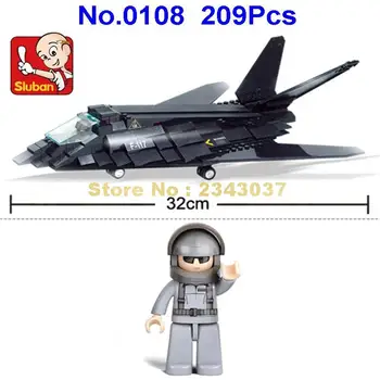 Sluban 209pcs karinės juoda f117 nematomas bombonešis lėktuvas naikintuvas kūrimo bloką Žaislas