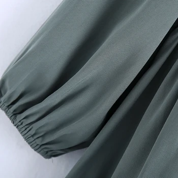 ZA 2020 naujas Kieto spalvų stiliaus Marškinėliai suknelė Turndown Apykakle ilgomis rankovėmis Moteris suknelė plonas juosmens elegantiškas šalis suknelė mujer